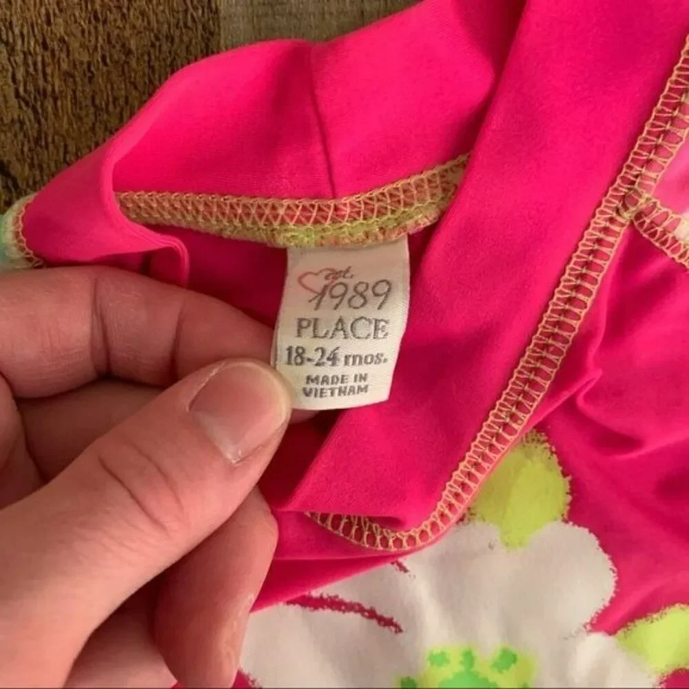 Children’s Place Pink With Flower Swim Shirt rash guard 18-24M
